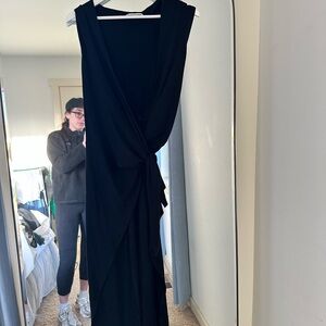 Reformation Black Wrap Midi Dress